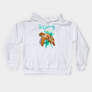 Turtle, Flower, Positive, Marine, Spiritual Kids Hoodie